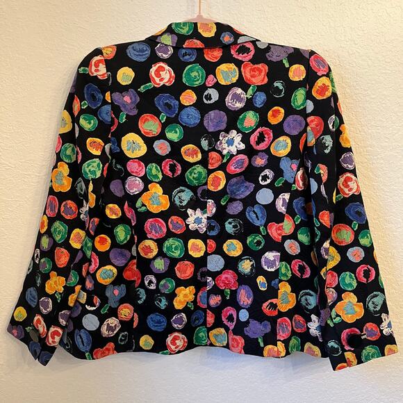 VTG Gres Blazer Women's XS S Black Jacquard Abstract Floral Unique Artsy Artwear - Picture 8 of 16